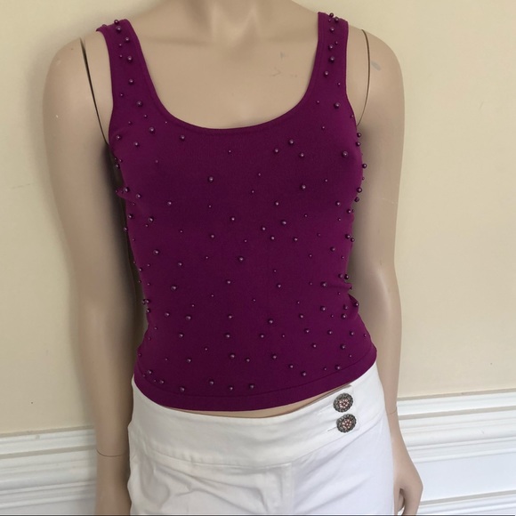 NWOT Silk Pearl Exquisite vert rouge stretch Top - Picture 4 of 6